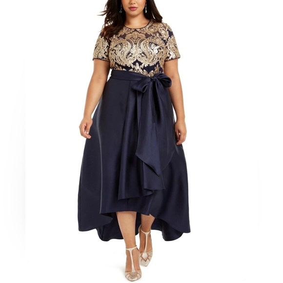R&M Richards Elegant Navy and Gold Women's Dress - Picture 1 of 4